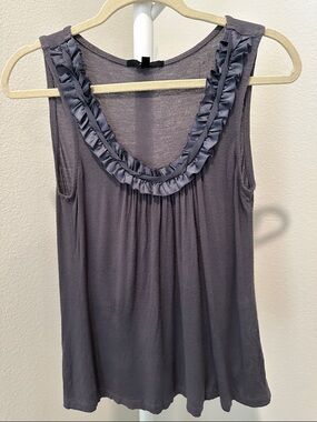 Papaya Ruffle Scoop Neck Tank Top - Charcoal Gray